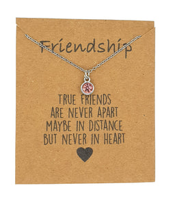 Pink Rhinestone Pendant Necklace on Friendship Card