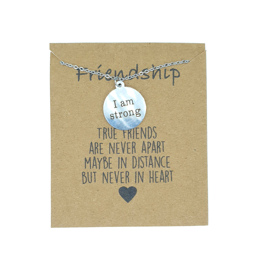 I am Strong Pendant Necklace on Friendship Card