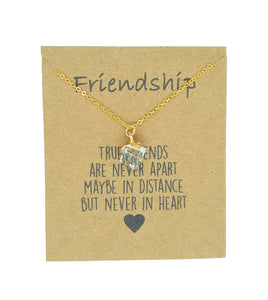 Crystal Cube Pendant Necklace on Friendship Wish Card