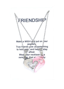 Pink Heart Puzzle Necklace Heart on Friendship Wish Card