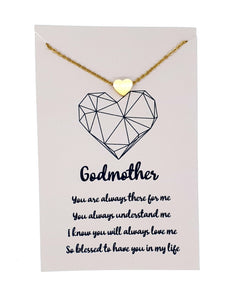 Heart Pendant Necklace Godmother  Card