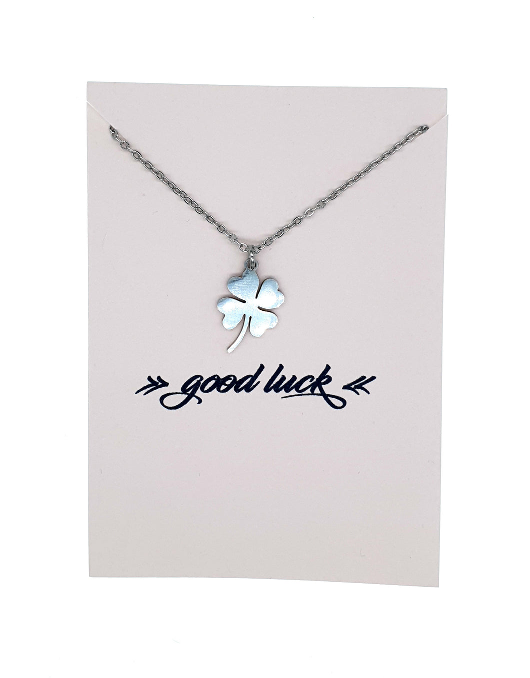 Clover Stainless Steel Necklace Wish Card