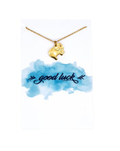 Load image into Gallery viewer, Good Luck Elephant Gold Stainless Steel Necklace Wish Card
