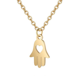 Hamsa Hand Heart Necklace Pendant