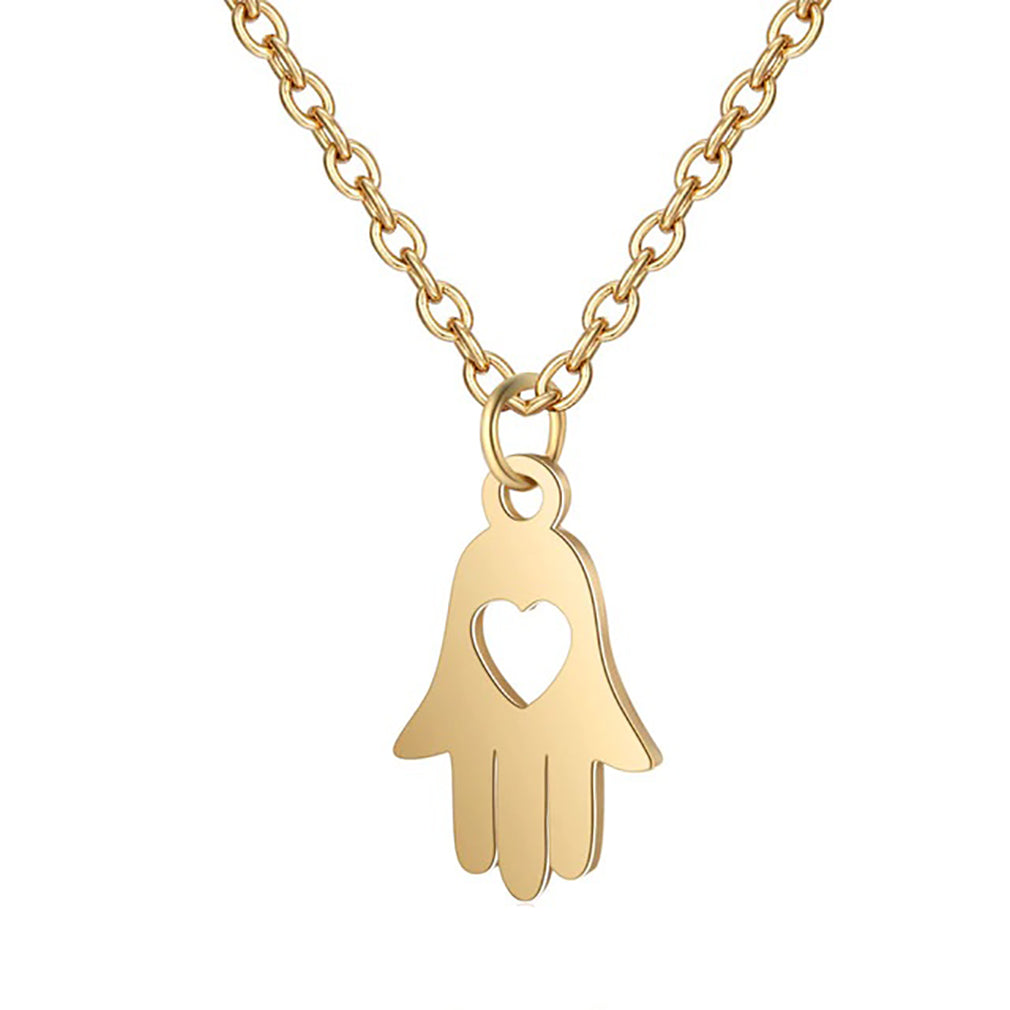 Hamsa Hand Heart Necklace Pendant