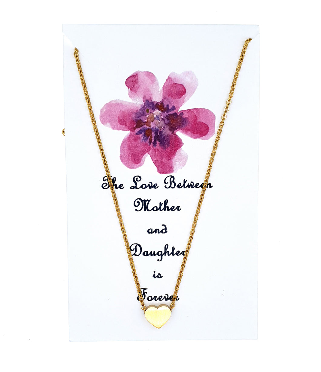 Mother Daughter Gold Heart Necklace Pendant