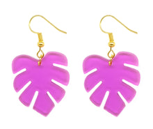 Load image into Gallery viewer, Palm Leaf Acrylic Drop Earrings
