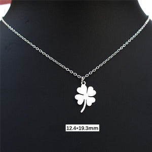 Clover Stainless Steel Necklace Wish Card