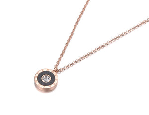 Black Disc Necklace with Cubic Zirconia