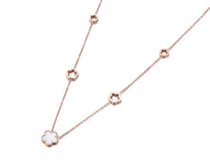 Flower Rose Gold-Tone Stainless Steel Necklace