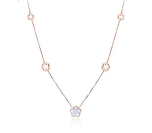 Flower Rose Gold-Tone Stainless Steel Necklace