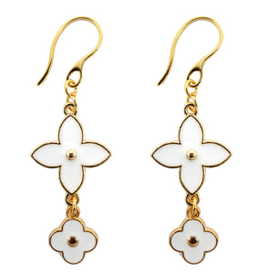 White Flower Dangle Earrings