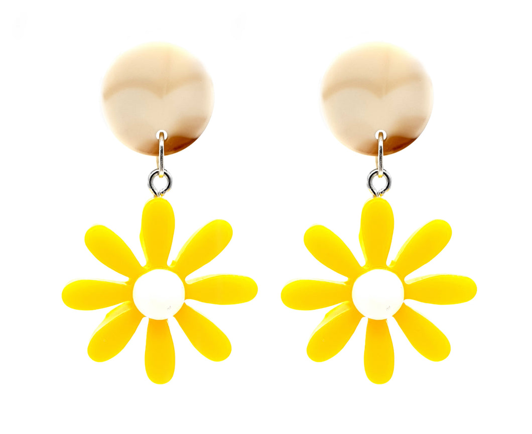 Daisy Flower Acrylic Drop Earrings