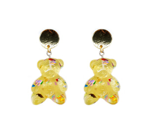 Teddy Bear Acrylic Drop Earrings