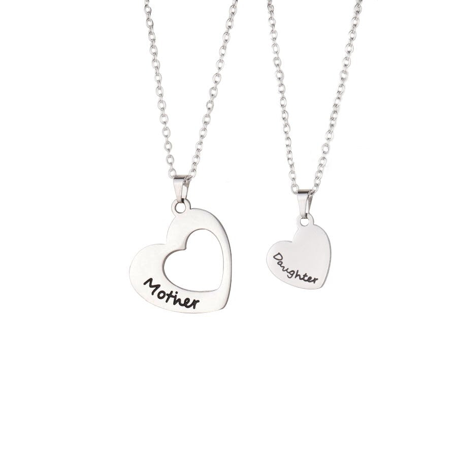 Mother Daughter Two Hearts Necklace Pendant