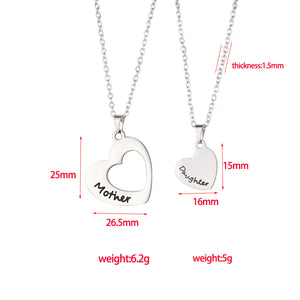 Mother Daughter Two Hearts Necklace Pendant